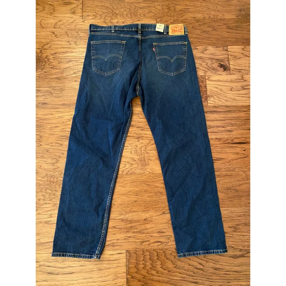 Levis 505 Regular Fit Dark Wash Jeans Mens 40x32 Straight Leg Blue 005051455